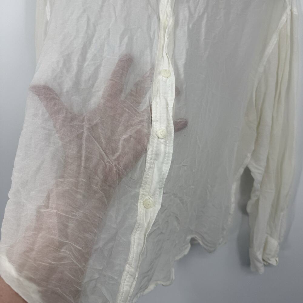rag & bone Shirt Medium White Sheer Voile Button Up Boxy Long Sleeve Minimalist - Picture 6 of 12